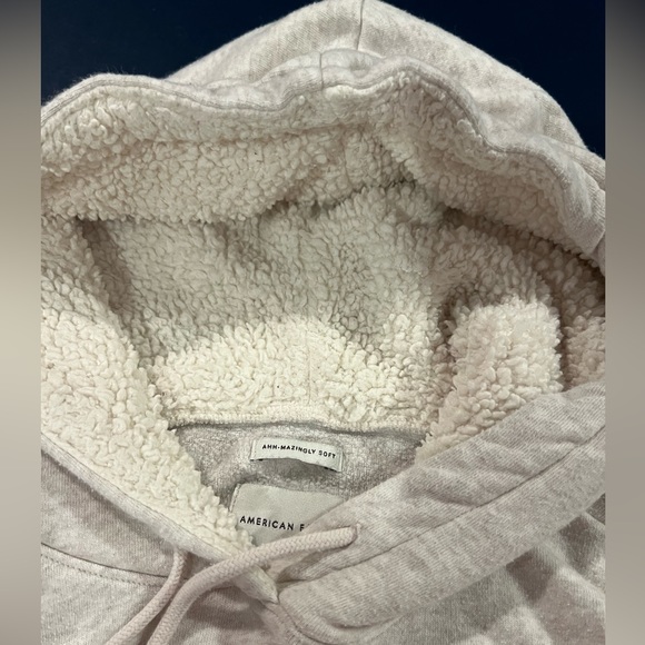 American Eagle Outfitters Ahh-Mazingly Soft Fleece-lined Cream Hoody Sweatshirt - Picture 7 of 7